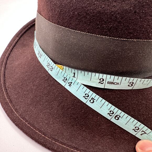 Vintage Robinson’s California Hat Womens Size 22 Brown Fawn Tra Felt Wool - Picture 10 of 12